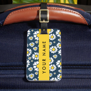 Étiquette À Bagage Motif de marguerite, marguerites blanches, Votre n