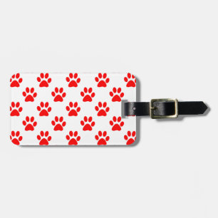 Étiquette À Bagage Motif de pattes de chiot rouge