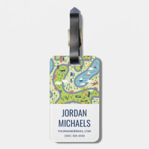 Étiquette À Bagage Motif de paysage de promenade en voiture d'enfants