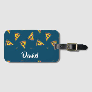 Étiquette À Bagage Motif de pizza bleu