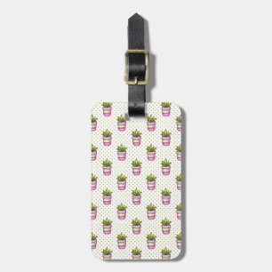 Étiquette À Bagage Motif de point succulent de polka d'aquarelle