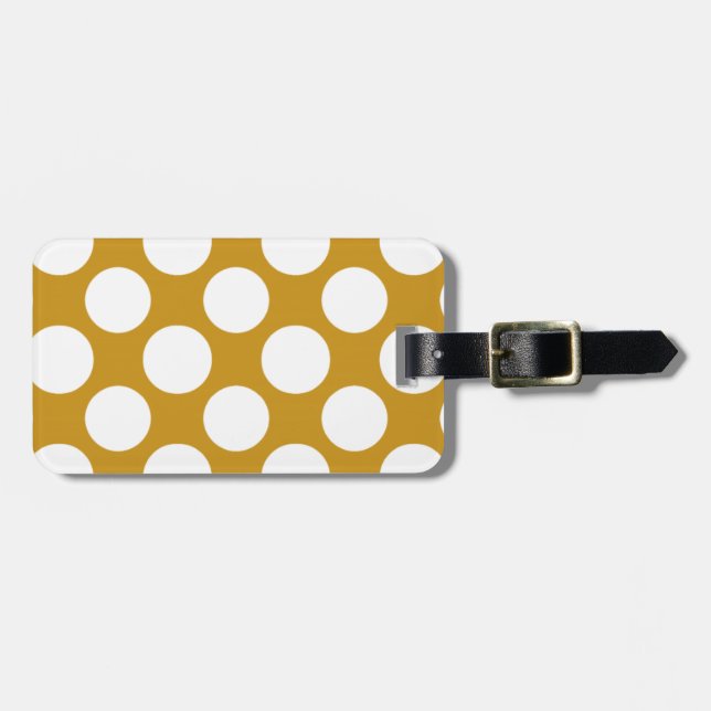 Étiquette À Bagage Motif de pois blanc d'or moderne (Devant horizontal)