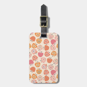 Étiquette À Bagage Motif de pomme rose et orange mignon