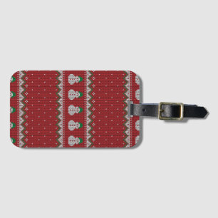 Étiquette À Bagage Motif de pomme tricotée de Noël rouge Vacances d