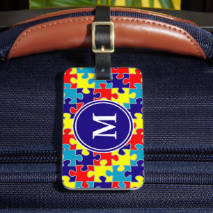 Étiquette À Bagage Motif de puzzle de sensibilisation à l'autisme Mon