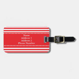 Étiquette À Bagage Motif de rayures rouges et blanches