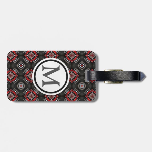 Étiquette À Bagage Motif de rouge et de noir (Dos horizontal)