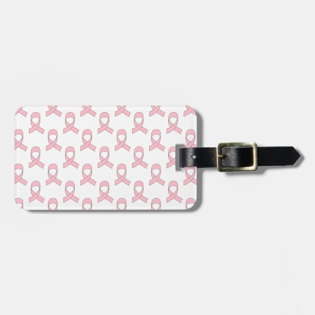 Étiquette À Bagage Motif de ruban rose (Devant horizontal)