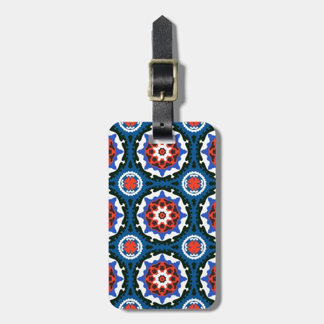Étiquette À Bagage Motif de Suzani avec l'ornement audacieux (Devant Vertical)