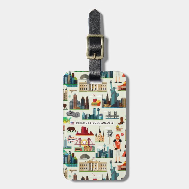 Étiquette À Bagage Motif de symboles des Etats-Unis (Devant Vertical)