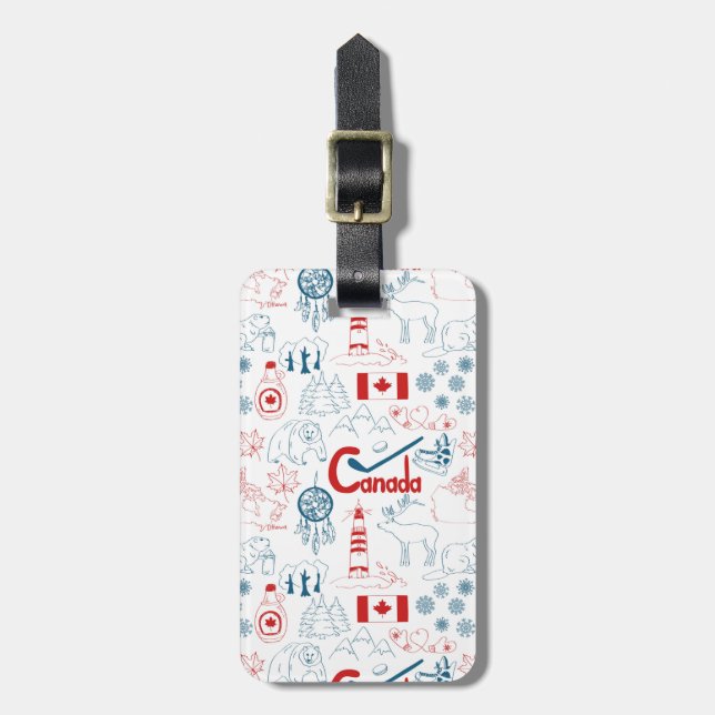 Étiquette À Bagage Motif de symboles du Canada | (Devant Vertical)