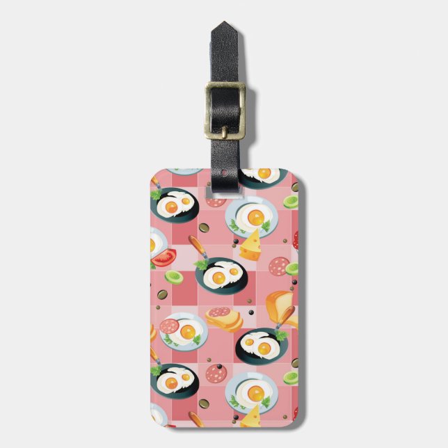 Étiquette À Bagage Motif de tomate et d'oeufs au plat (Devant Vertical)