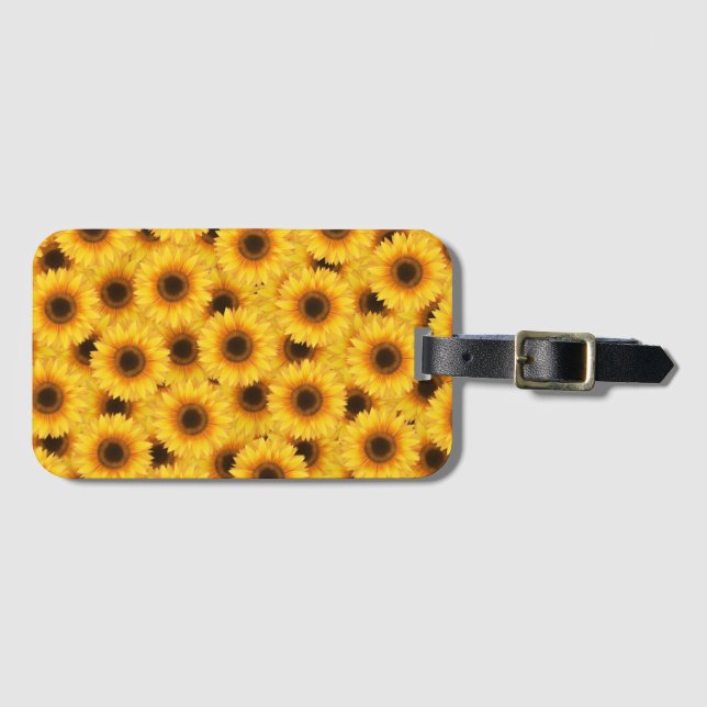 Étiquette À Bagage Motif de tournesol, beauté jaune, (Devant Horizontal)