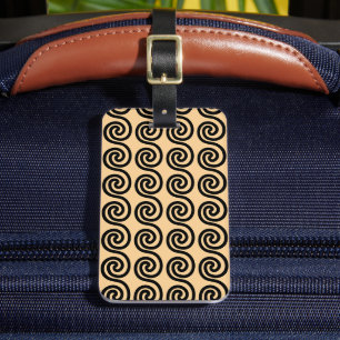 Étiquette À Bagage Motif de vagues de clé Méandre grec marron