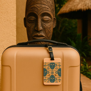 Étiquette À Bagage Motif de visage ethnique africain Masque tribal