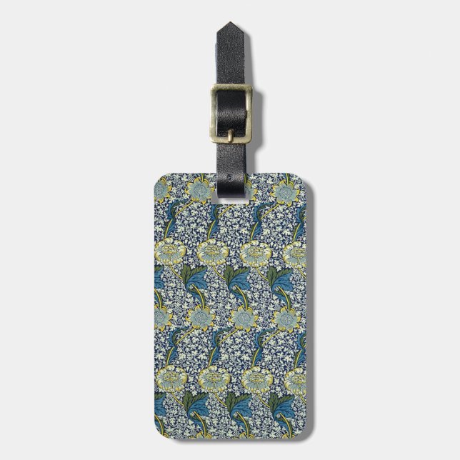 Étiquette À Bagage Motif de William Morris Kennet (bleu) (Devant Vertical)