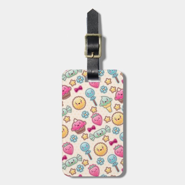 Étiquette À Bagage Motif d'enfant de Kawaii avec des griffonnages (Devant Vertical)