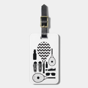 Étiquette À Bagage Motif d'équipements et accessoires de tennis moder