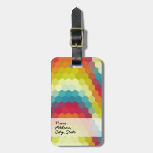 Étiquette À Bagage Motif d'hexagone géométrique multicolore