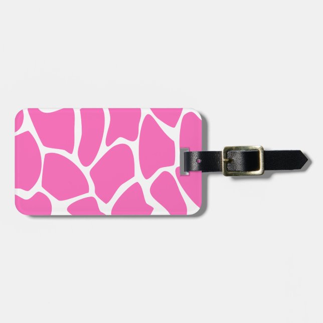 Étiquette À Bagage Motif d'impression de girafe dans le rose lumineux (Devant horizontal)