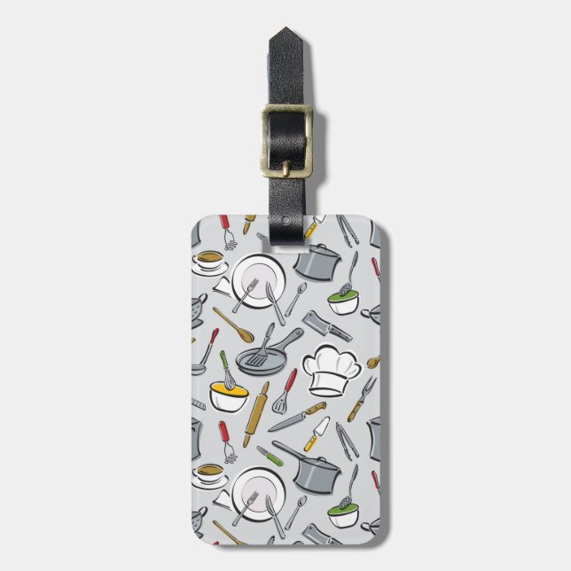 Étiquette À Bagage Motif d'outils de cuisine (Devant Vertical)