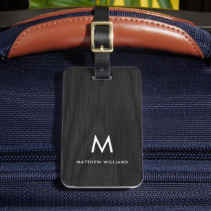 Étiquette À Bagage Motif en bois noir imprimé moderne et élégant sur 