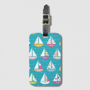 Étiquette À Bagage Motif en pastel de voilier