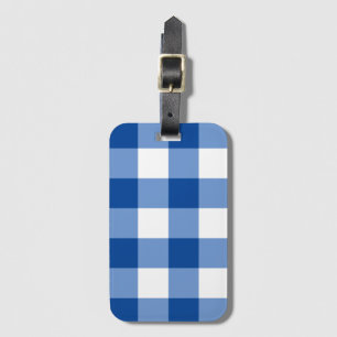 Étiquette À Bagage Motif en vichy bleu