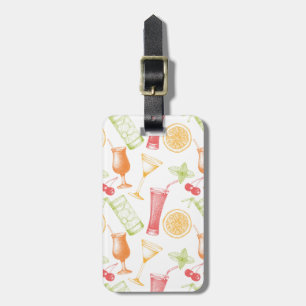 Étiquette À Bagage Motif esquissé de cocktail