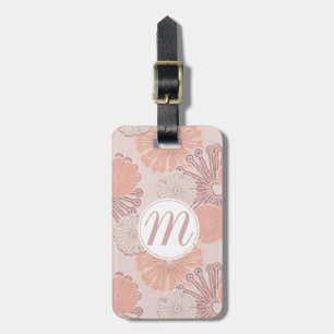 Étiquette À Bagage Motif et monogramme rose Gold Flower