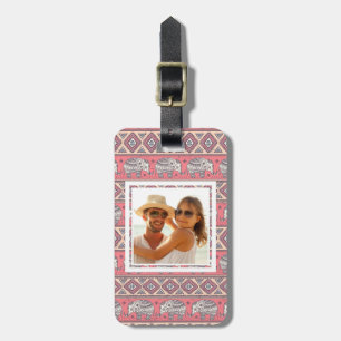 Étiquette À Bagage Motif ethnique d'éléphant de rose fait sur