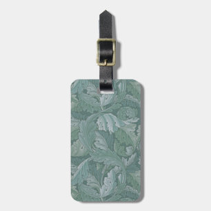Étiquette À Bagage Motif feuille d'acanthe bleu sarcelle de William M