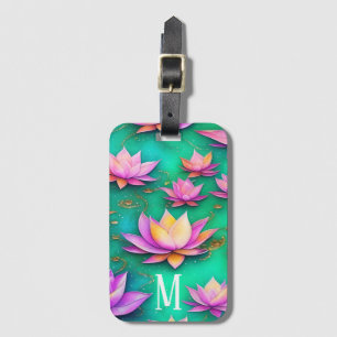 Étiquette À Bagage Motif Fleur Lotus Rose et Plutôt Personnalisé