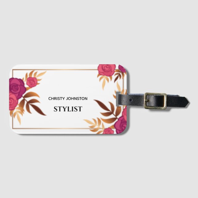 Étiquette À Bagage Motif floral aquarelle moderne unique tendance (Devant Horizontal)