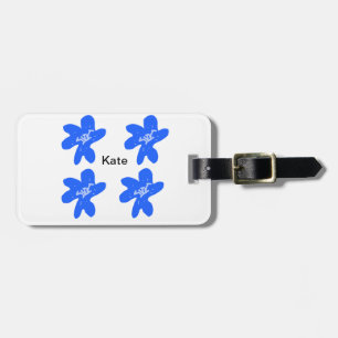 Étiquette À Bagage Motif floral bleu aquarelle ajouter nom