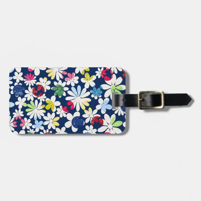 Étiquette À Bagage Motif floral contemporain (Devant horizontal)