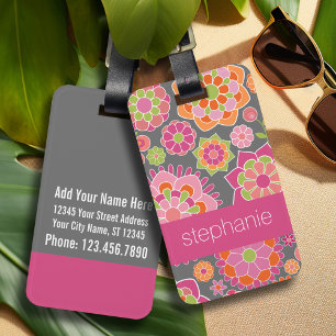 Étiquette À Bagage Motif floral de printemps coloré Nom personnalisé