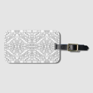 Étiquette À Bagage Motif floral gris minimaliste