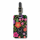 Motif floral noir tendance avec Monogramme personn