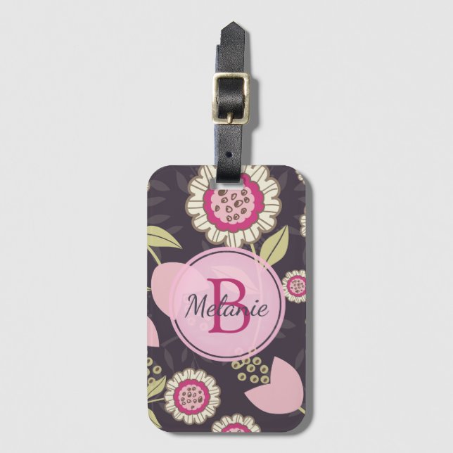 Étiquette À Bagage Motif floral rose moderne Tulip Personnalisé (Devant Vertical)