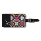 Motif floral tendance Hot rose et noir Monogramme