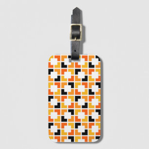 Étiquette À Bagage Motif géométrique Carré orange jaune