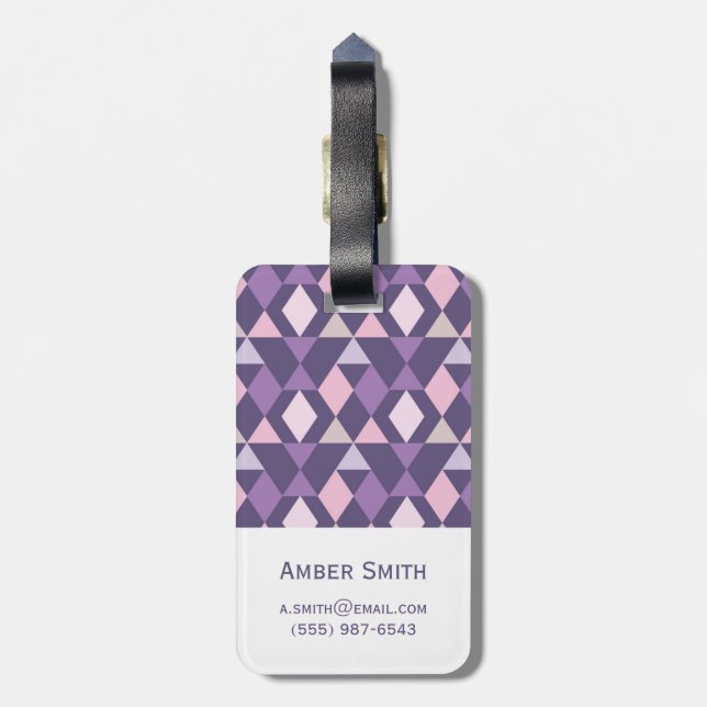 Étiquette À Bagage Motif géométrique de l'arabe mauve (Dos Vertical)
