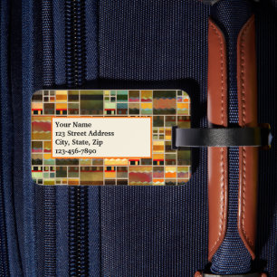 Étiquette À Bagage Motif géométrique en verre coloré