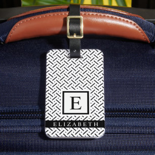 Étiquette À Bagage Motif géométrique noir et blanc personnalisable