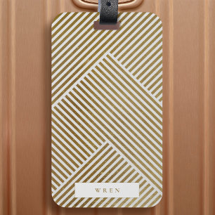 Étiquette À Bagage Motif géométrique or élégant luxe sophistiqué