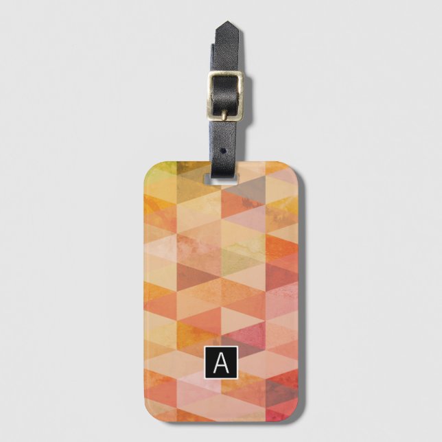 Étiquette À Bagage Motif géométrique Triangle souple | Monogramme (Devant Vertical)