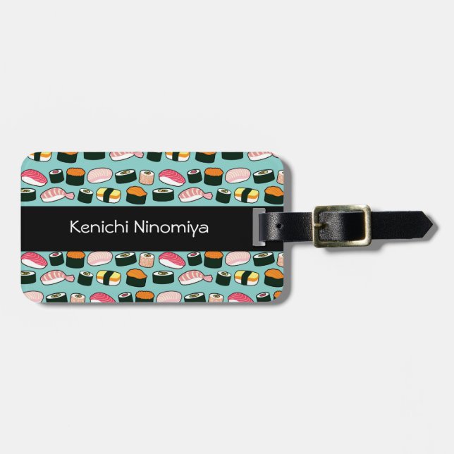 Étiquette À Bagage Motif illustré par amusement délicieux de sushi (Devant horizontal)