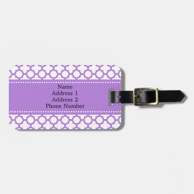 Étiquette À Bagage Motif Lavender Quatrefoil (Devant horizontal)