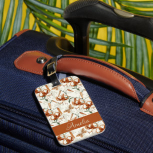 Étiquette À Bagage Motif Lily de tigre orange brûlé